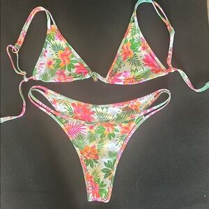 Kulani Kinis Tropical Floral Bikini - Pink and Green
